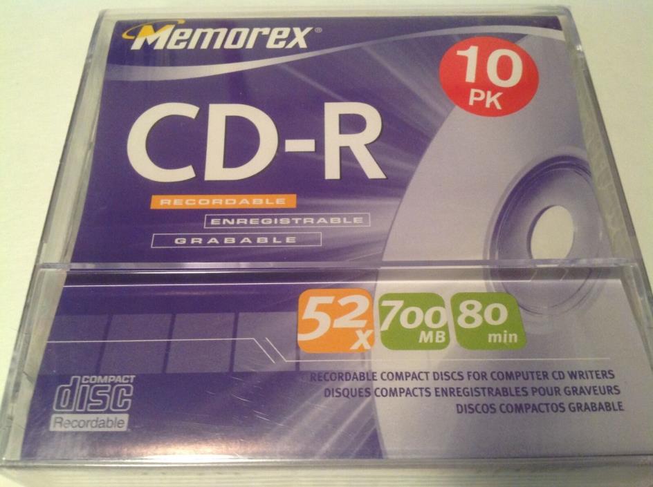 Memorex CD-R 52x 700MB 80 Min Discs in Paper Sleeves 10 Pack #32024547 NEW