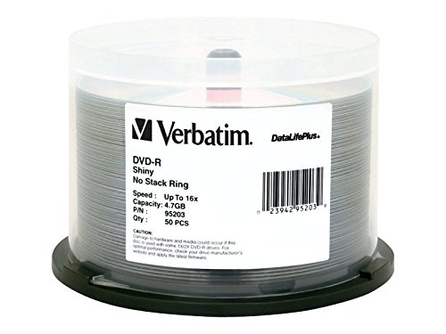 Verbatim DVD-R 4.7GB 16X VX Shiny Silver Silk Screen Printable - 50pk Spindle
