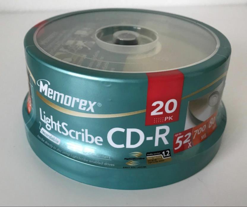 Memorex LightScribe CD-R 52X 700MB 80min 20 Disc Pack