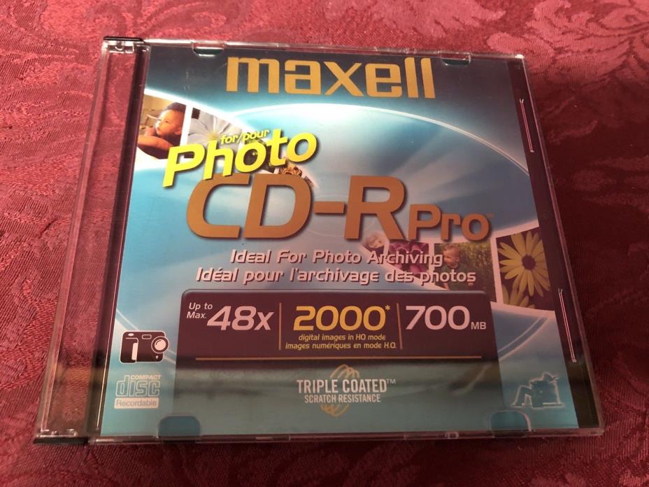 NEW! UNUSED! Single (1) Maxell Photo CD-R Pro Blank Disc And Case SHIPS NOW!