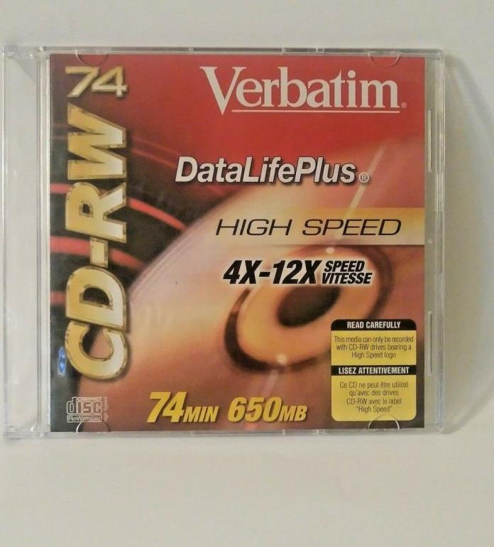 VERBATIM DATALIFEPLUS CD-R 4x-12X SPEED 74 MIN 650MB BRAND NEW