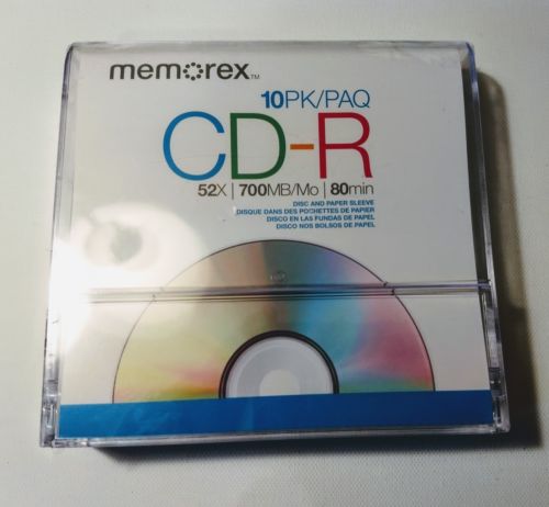 Memorex CD-R 10 Pack NEW 52x 700mb 80min Blank CDs