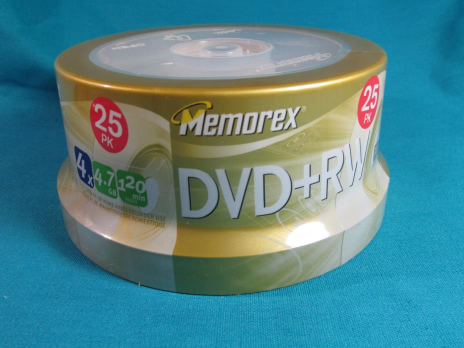 Memorex DVD+RW 4X 4.7GB 120 Minute Media Rewritable - 25 Pack - New