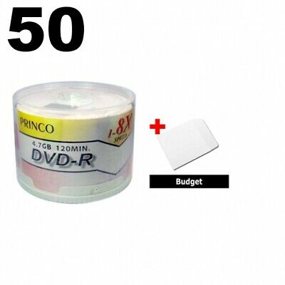 50 Princo 8X DVD-R 4.7GB White Top & 100 Paper Sleeves