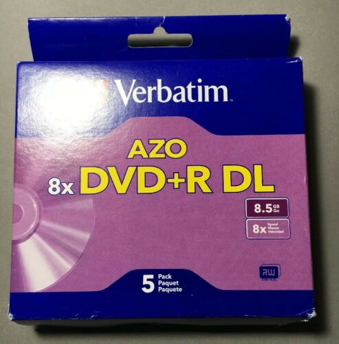 Verbatim AZO 8X DVD R DL Double Layer Recordable Discs 5 Pack 8.5 GB 240 min