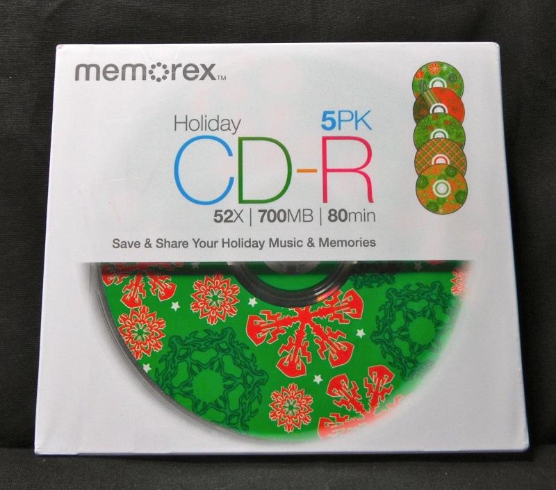 Memorex Holiday 5-Pack CD-R Blank CD's Sealed