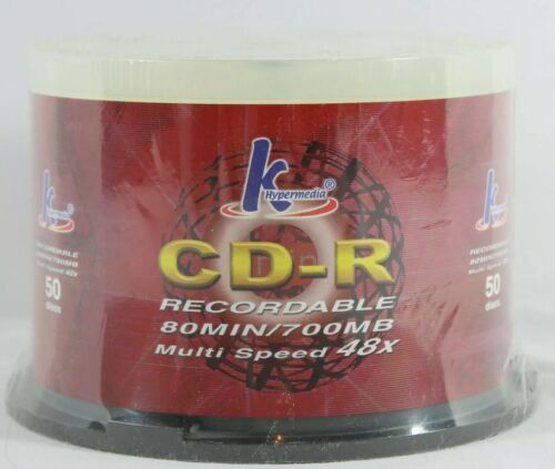 KHypermedia 50 Discs CD-R Recordable 80 Min 700MB Multi Speed 48x Blank