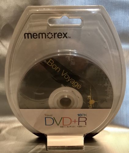 Memorex Travel 10PK DVD-R Discs ~ Recordable DVDS Hold 4.7 GB or 2 Hrs Video NEW
