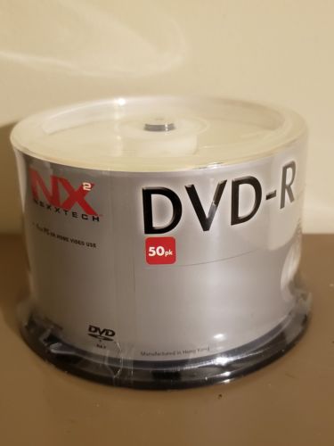 50pk DVD-R Nexxtech Micronet 16x 4.7GB 120 Min Video Spindles NIP