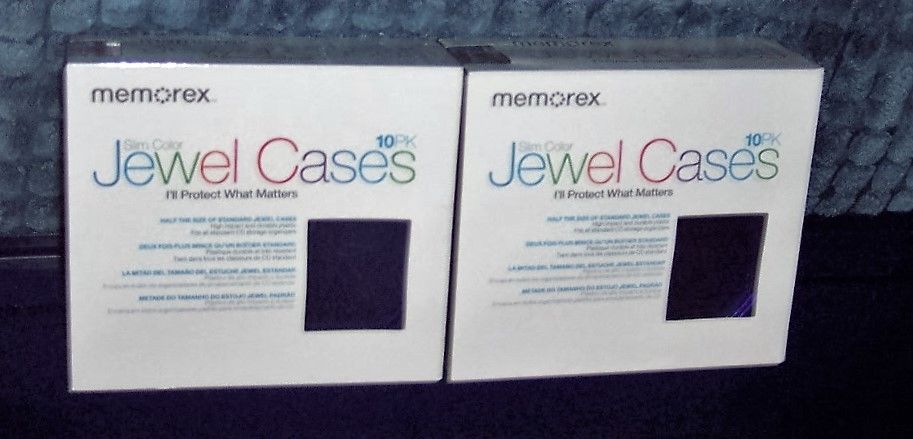2 NEW PKS MEMOREX SLIM COLOR JEWEL CD /DVD CASES  - HIGH IMPACT DURABLE PLASTIC