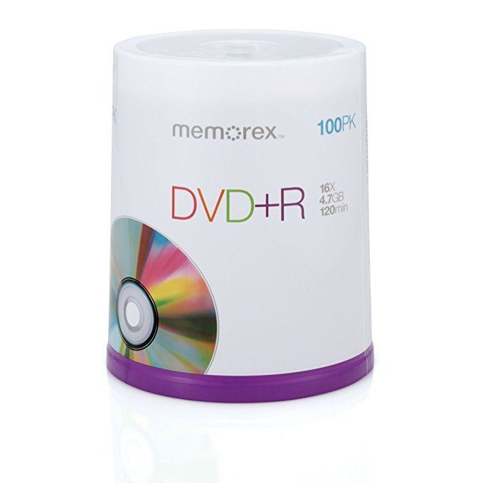 Memorex DVDs plus R 16x 4.7GB 100 Pack Spindle Blank Discs Dvd+r BRAND NEW