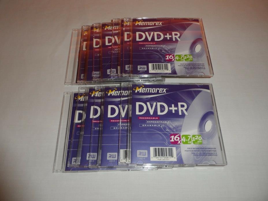 Memorex DVD+R 9 Pack 16X 120Min 4.7GB 9 Discs With Slim Cases New Media