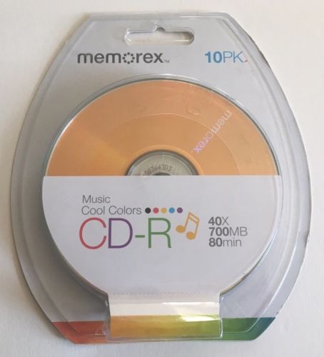 memorex cd-r Music Blank Disc Recording Storage Multi Colored 10 Pk 80 Min New