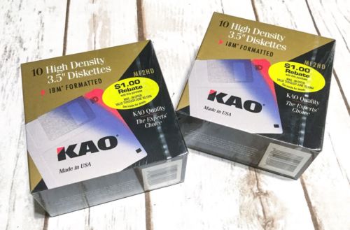 20 Total KAO MF2HD High-Density 3.5” IBM Formatted Floppy Disks Diskettes Sealed