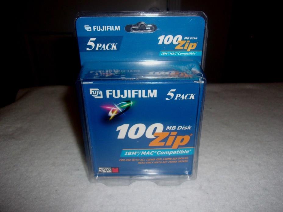 Fujifilm 100Mb Zip Disk 5 Pack~IBM/MAC Compatible~Sealed In Package!!!