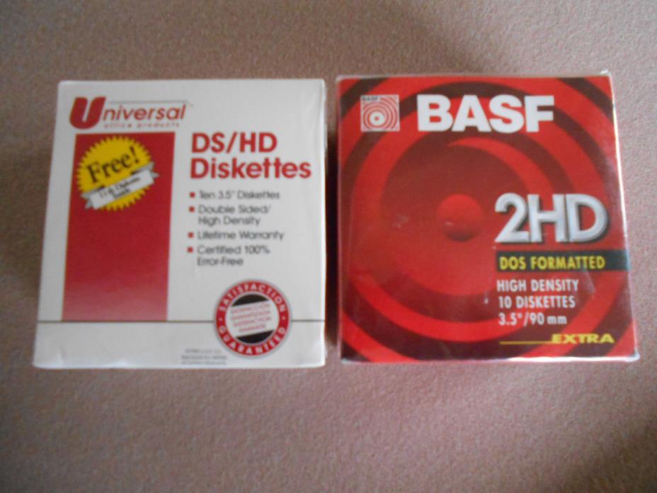 10 Diskettes Basf 2hd DOS Double Sided 3.5