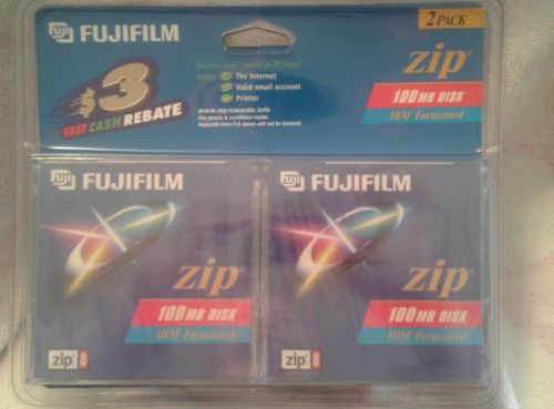 Fujifilm 2 pack zip 100 MB disk IBM formatted lot