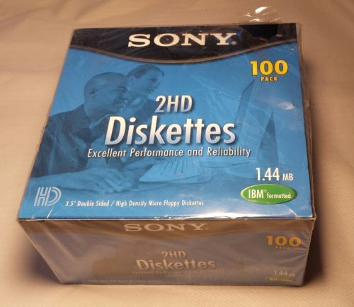 Sony Micro Floppy Disk/Double Sided 100 Pack Brand New Factory Sealed!! 2HD 3.5