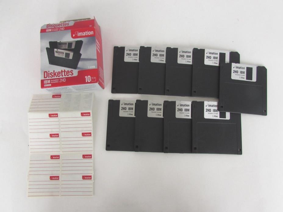 Imation Floppy Disk 2 HD 1.44 MB Formatted Data Storage 9 Diskettes Labels New