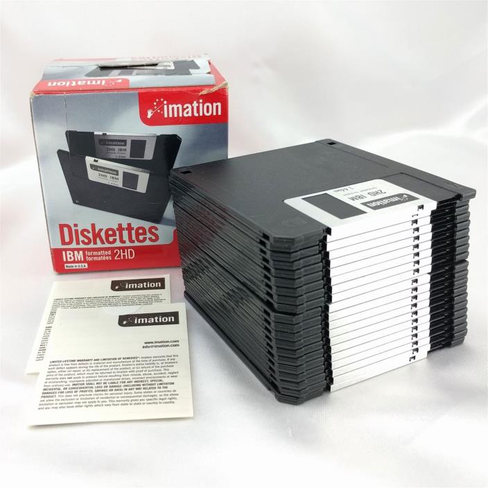 Imation Floppy Disks 1.44MB 2HD IBM Formatted ~ OPEN Box of 20 ~ Made in the USA