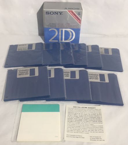 Lot Of (10) SONY & VERBATIM DSDD Double Sided Double Density 3.5” Floppy Disks