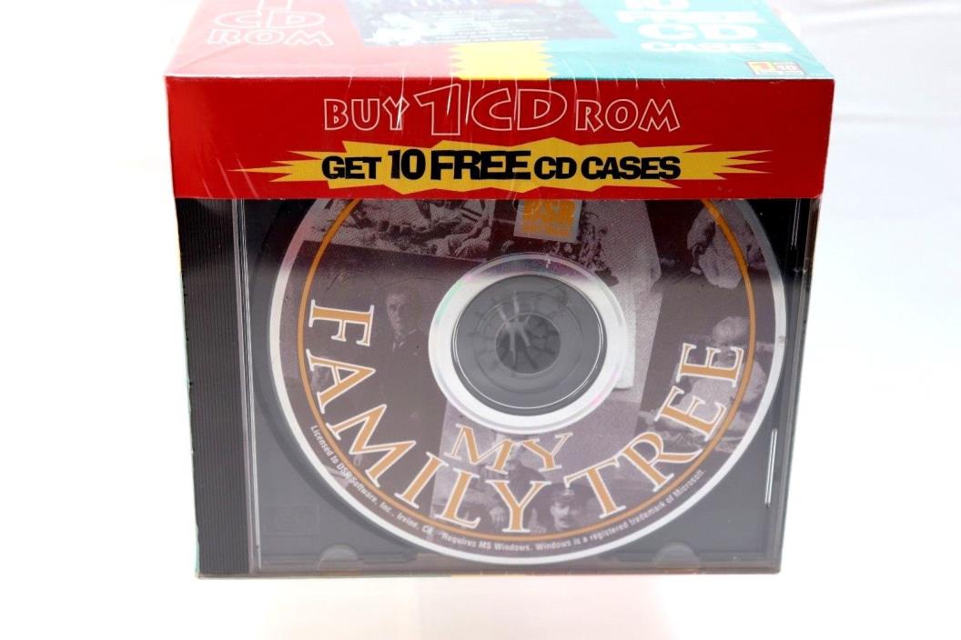 New & Sealed In Box My Family Tree For Windows CD Rom with 10 FREE CD Cases