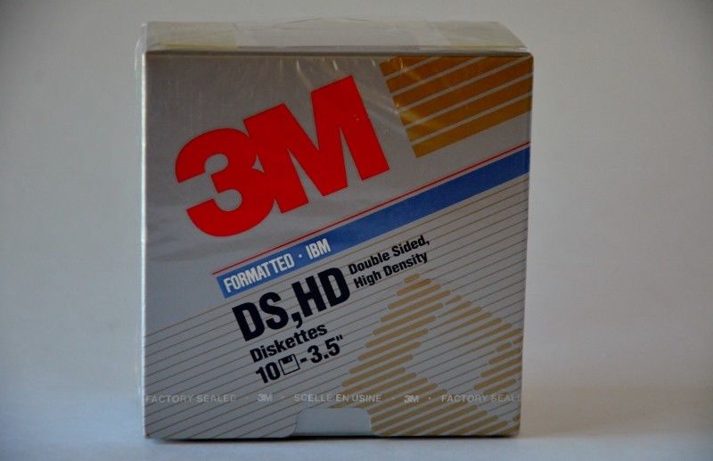 Box of 10 3M High Density 3.5 inch DS, HD Formatted Diskettes IBM Compatible NEW