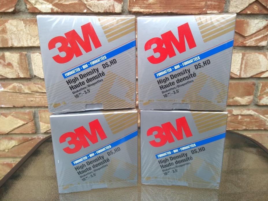 Lot of 4 • 10pk SEALED 3M Double Sided High Density 3.5 Floppy Disc DS HD • 40pc