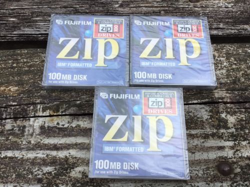 Lot of 3 New Sealed FujiFilm Zip 100 MB Disk IBM Formatted