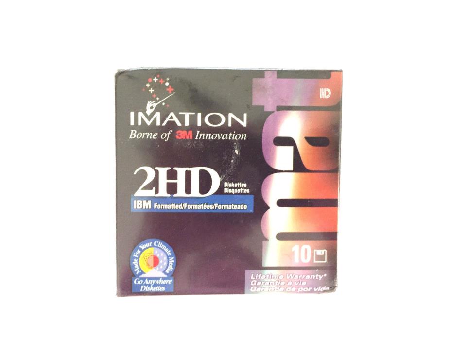 Imation 2HD 1.44 MB 3.5 IBM Formatted Diskettes 10 pack new