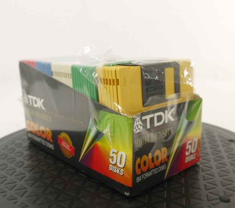TDK High Density 3.5 in. IBM Format Color Floppy Disks Open Box 47 of 50 Disks