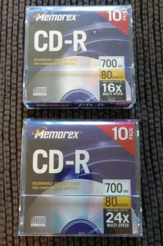 Memorex CD-R Disks 20 Total 700 MB 80 Minute 16X Multi Speed Brand New Sealed