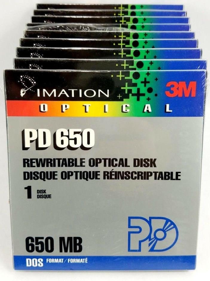 Lot 9 IMATION 3M Rewritable Optical Disks PD650 650MB DOS 46709 New Sealed