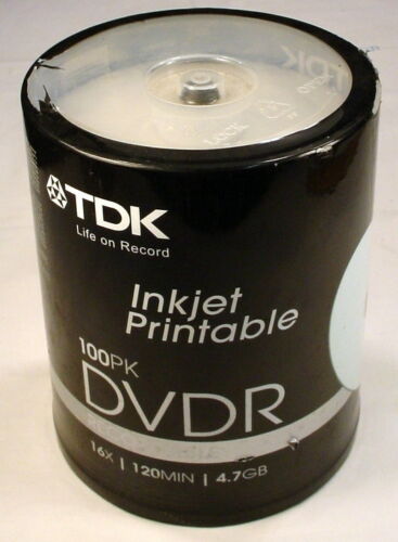 TDK Inkjet Printable DVDR 100 Pack