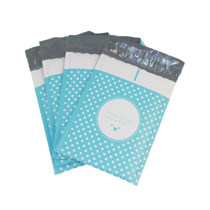 200 8.5x11 (Packed with Love from Us to You) Blue Dot Poly Bubble Mailers