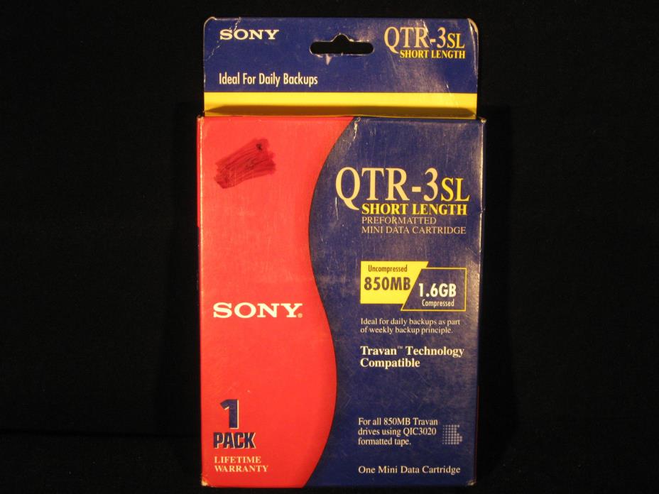 Vintage Sony QTR-3SL Short Length 850MB 1.6GB Mini Data Cartridge Brand New
