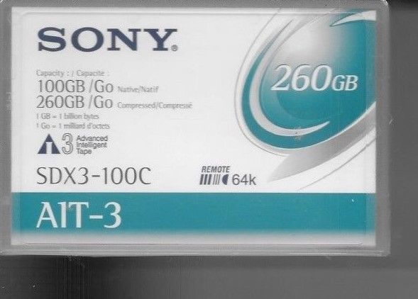 2 Sony AIT-3 AIT SDX3-100C 100-260GB Cartridge Tape New Seal Package 2 each