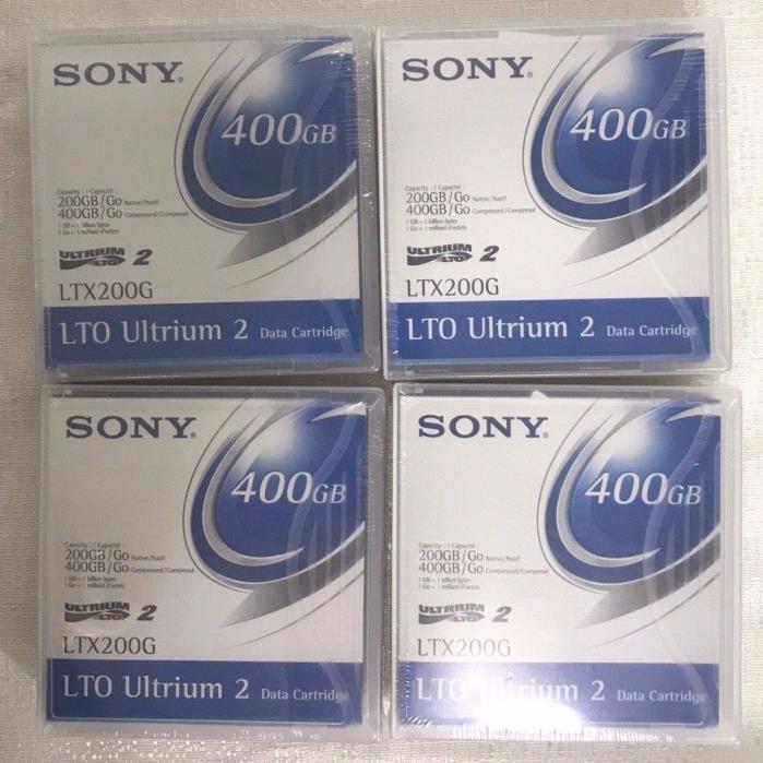 NEW 4 Sony LTO Ultrium 2 LTX200G 200/400GB Data Cartridges SEALED