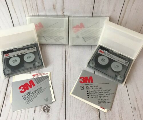 Lot Of 4~3M DC1000 Mini Data Cartridge Tape 20 Mbytes 185 Ft