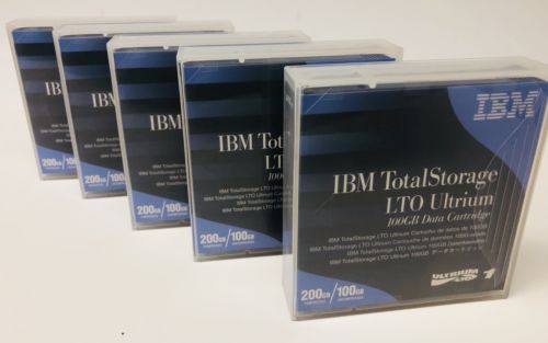 New IBM Total Storage LTO Ultrium  - 100/200GB Data Cartridge Tape (Set Of 5)
