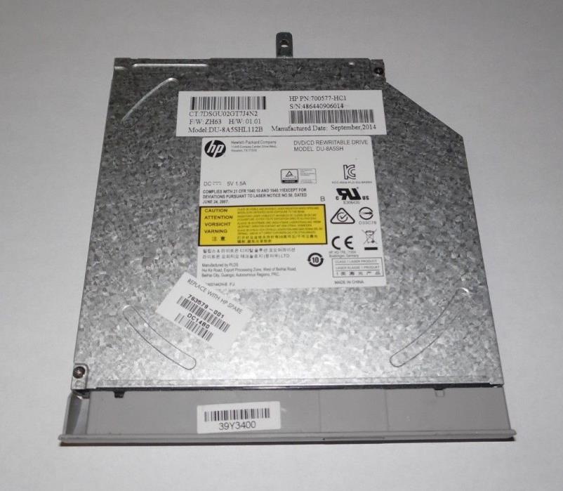 HP Envy 15-K163CL 15-K 8X DVD±RW SATA Burner Drive DU-8A5SH 39Y3400 763579-001