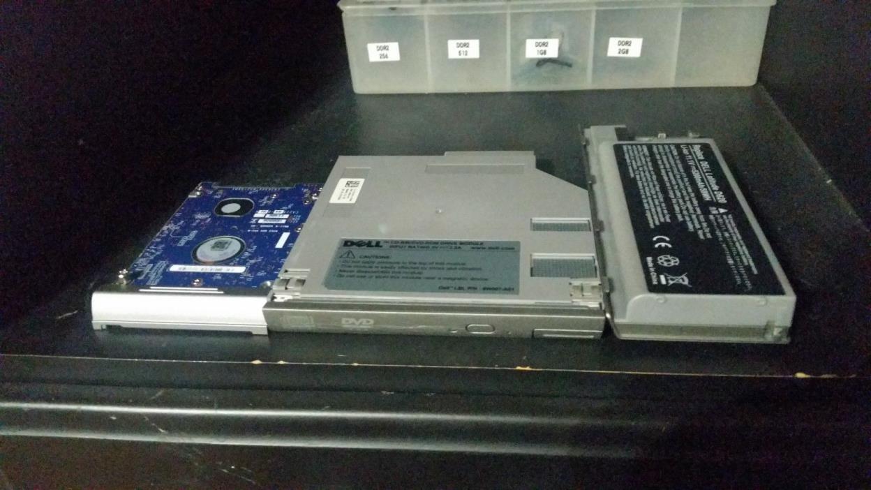 Dell D620/D630 battery, dvd rom drive, 160gb hard drive with caddy
