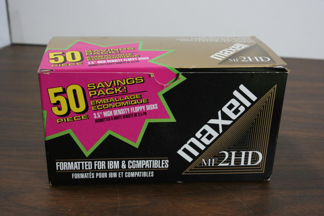 Maxell MF2 HD Floppy Disk  Box of 50+/_ unused formatted for IBM and compatible