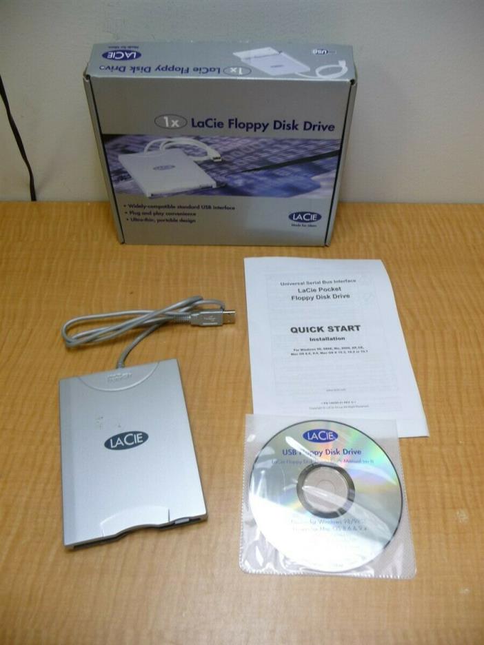 LaCie Pocket Floppy Disk Drive USB 706018 Windows Mac W Disc + Manual + Box 2002