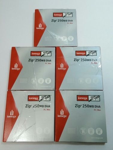 Lot Of 5 Sealed Iomega ZIP 250MB Disks for PC/MAC