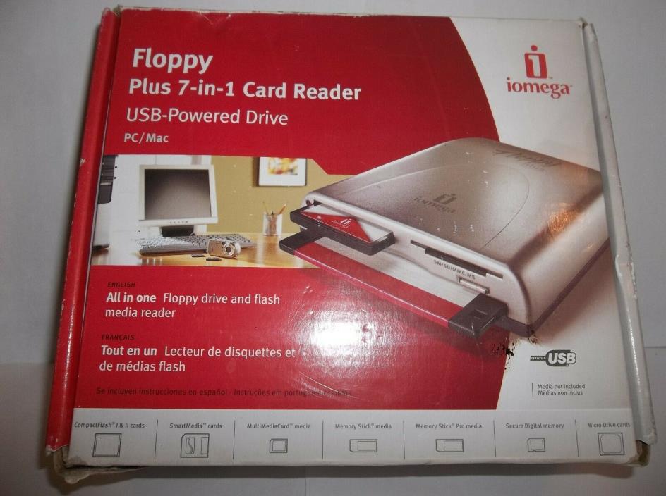 Iomega 3.5 Floppy Plus 7-in-1 Card Reader USB Powered External Drive PC/ MAC