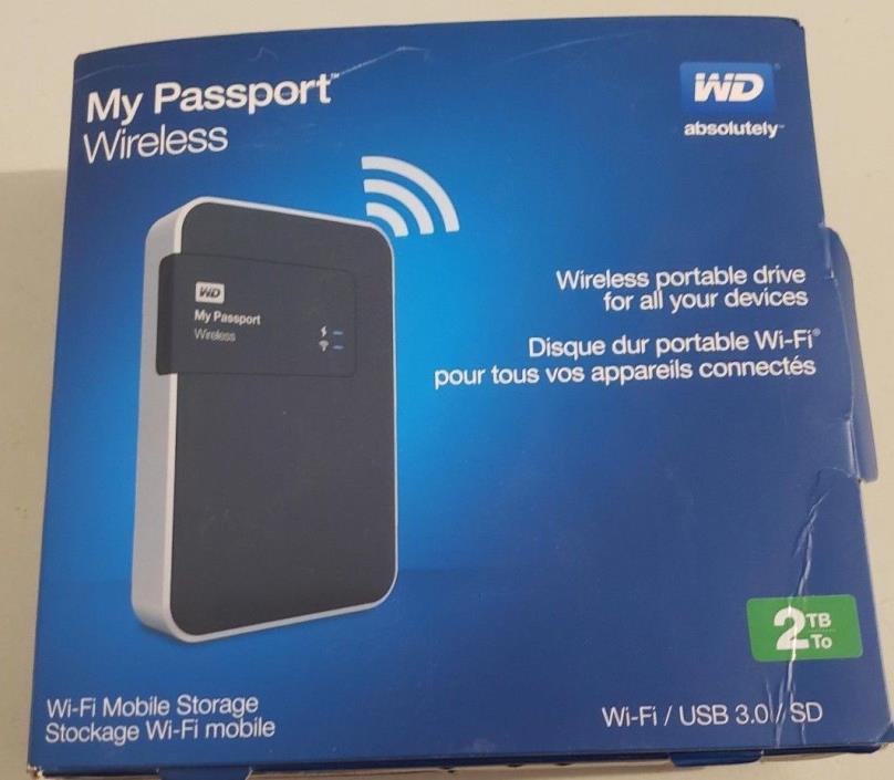 New WD My Passport Wireless 2TB Portable External Hard Drive WDBDAF0020BBK-NESN