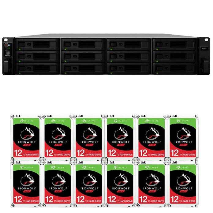 Synology RS2418+ DiskStation 4GB RAM 144TB (12x12TB) Seagate Ironwolf NAS Drives