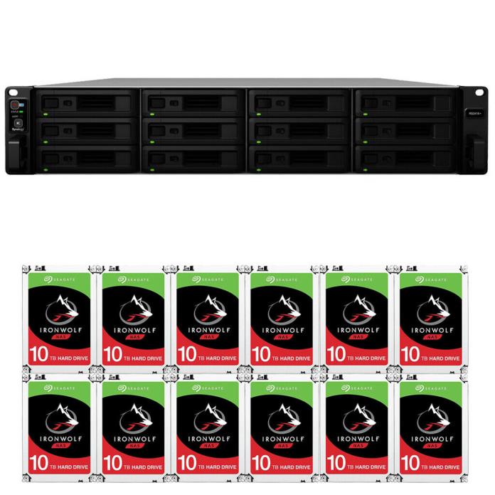 Synology RS2418+ DiskStation 4GB RAM 120TB (12x10TB) Seagate Ironwolf NAS Drives
