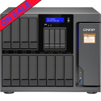 QNAP TS-1635AX 24tb SSD NAS Server 12x2000gb Seagate BarraCuda Drives